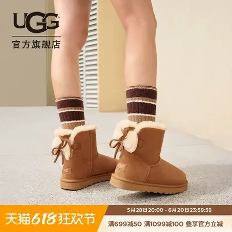 UGG秋季女士舒适时尚平底保暖迷你双蝴蝶结款休闲雪地靴 1127130商品大图