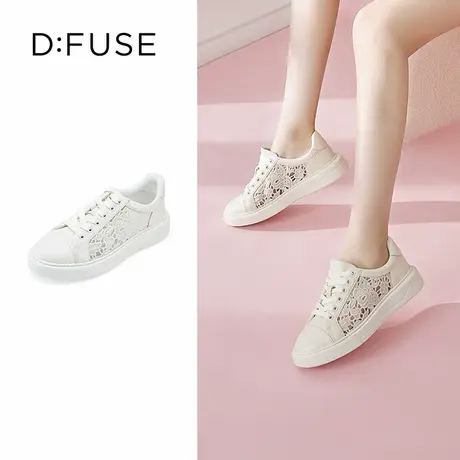 【昕怡粉丝专享】DFuse圆头刺绣蕾丝小白鞋休闲板鞋商品大图