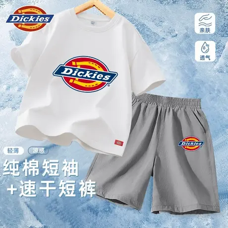 Dickies童装男童套装夏儿童夏季白色运动t恤男孩纯棉夏装体恤薄A图片