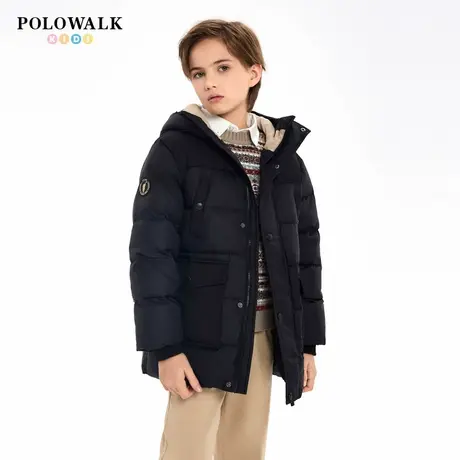 POLOWALK童装男童中长款羽绒服2025年新款秋冬中大童外套保暖潮商品大图