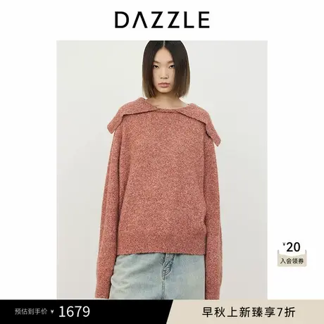 DAZZLE地素 毛针织衫2024冬季新款羊绒针织翻领套衫图片