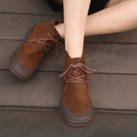 Artmu阿木原创复古短靴女2023新款春秋单靴厚底马丁靴系带靴子图片