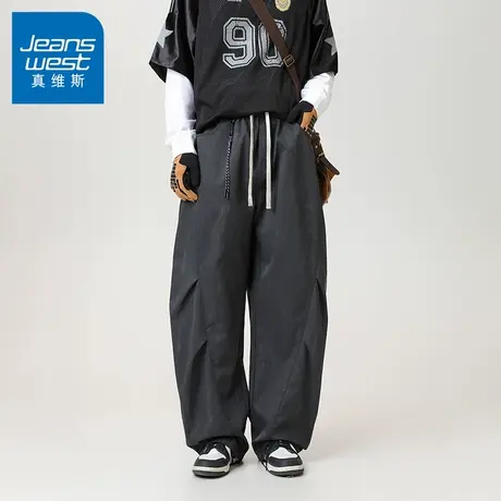 N5真维斯男士休闲裤2025新款秋季美式潮流宽松伞兵阔腿裤男款裤子商品大图
