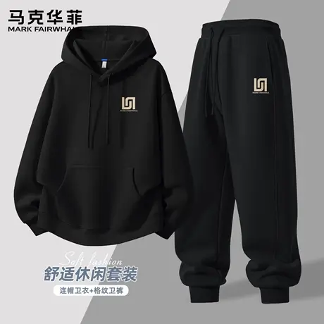 马克华菲运动套装男2025新款秋季休闲男士束脚卫裤宽松卫衣男款X商品大图