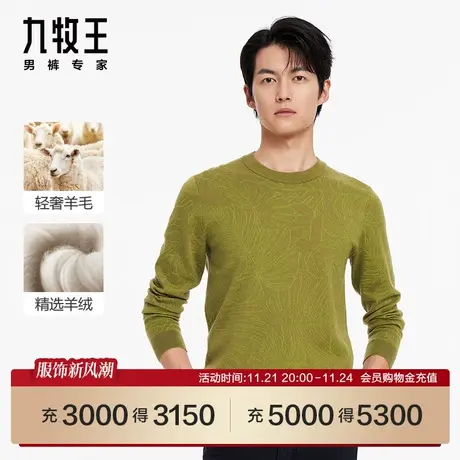[羊绒系列]九牧王男装JY1C40527圆领毛衫2023秋冬商场同款毛衣SN图片