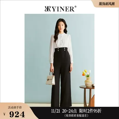 [柔滑天丝]YINER音儿线上专选女装2023秋季公主袖垂感连体裤商品大图