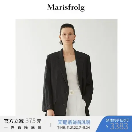 【轻薄舒适面料】玛丝菲尔22夏季新款时尚通勤气质黑色西装外套女图片