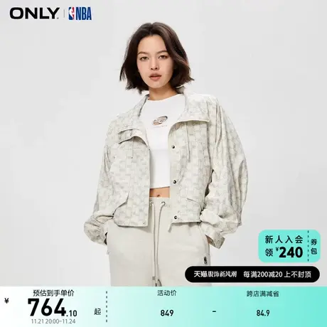 ONLY奥莱NBA联名款休闲风满印翻领短外套女商品大图