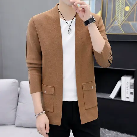 男士针织衫外套潮流春秋季线衣开衫上衣V领男装外穿百搭休闲毛衣商品大图