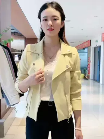 短外套小个子外穿洋气高档女2023秋季拉链款修身显瘦仿鹿皮绒外套商品大图