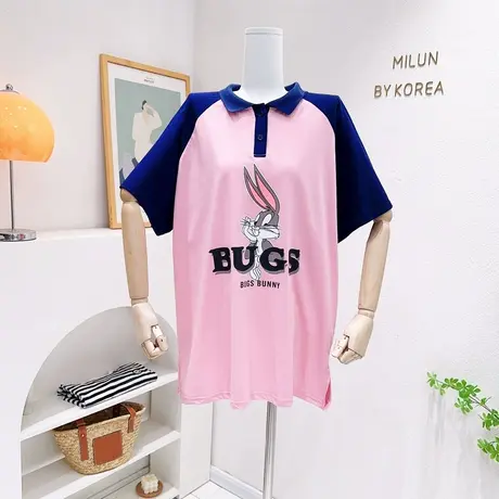 韩国东大门polo领连衣裙2023夏款原宿风港味chic翻领中长款T恤裙商品大图