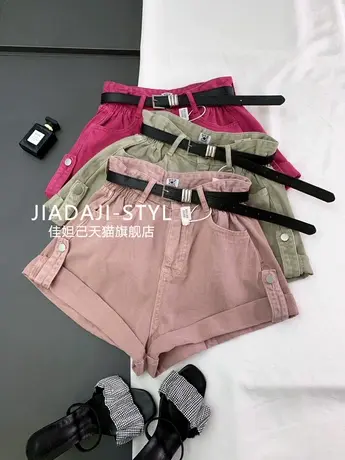 韩版卷边牛仔短裤女2023夏季新款显瘦百搭高腰短裤宽松a字热裤潮图片