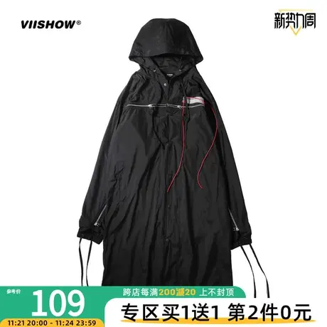 VIISHOW风衣男连帽中长款春冬新款潮流街头风外套男士时尚宽松衣商品大图
