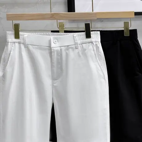 薄款夏季韩版修身短裤男士潮流INS直筒白色运动休闲百搭5五分裤子商品大图