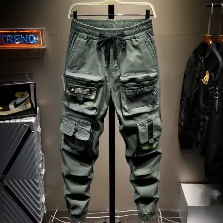 春夏款工装裤男潮牌机能风立体口袋宽松收口束脚休闲裤长裤子喜欢商品大图