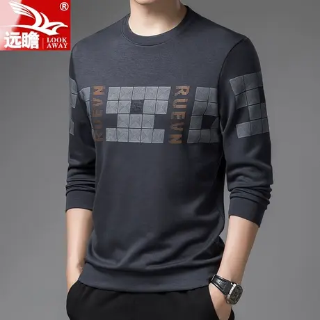 秋季长袖卫衣男新款潮流百搭字母印花内搭打底衫圆领t恤宽松秋衣商品大图