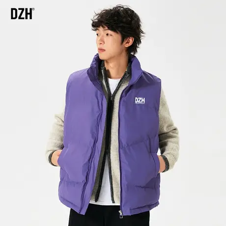 DZH男士紫色立领棉马甲男款冬季外穿无袖棉衣加厚保暖马夹男式潮商品大图