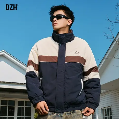 男士拼接立领棉衣男冬季加厚棉袄外套2024新款宽松棉服冬装防寒服商品大图