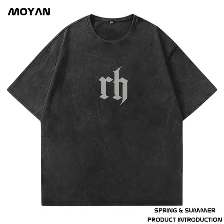 CH美式短袖t恤男胖子水洗做旧高街潮牌宽松纯棉夏季大码男生半袖商品大图