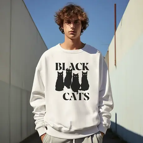 加肥加大码圆领美式重磅复古胖子男装加绒宽松胖子卫衣秋冬季男款商品大图