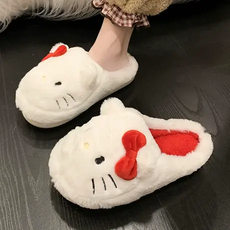 23秋冬季棉拖鞋女秋冬新款可爱猫咪室内防滑厚底毛绒保暖月子鞋潮商品大图