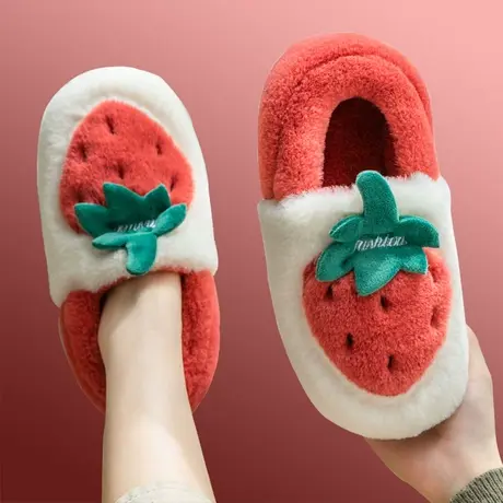 棉拖鞋女冬季情侣居家用室内可爱水果保暖防滑毛绒包跟月子棉鞋男商品大图