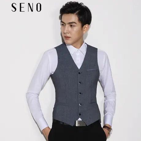 SENO秋冬马夹男双色色织英伦韩版职业正装潮流修身商务西装马甲商品大图
