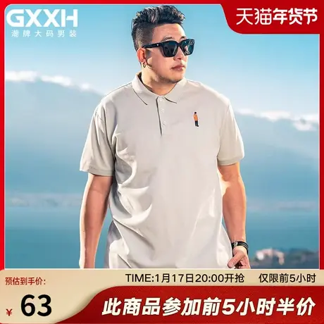 GxxH潮牌大码男装日系休闲保罗衫夏装POLO衫男士休闲翻领半袖上衣商品大图