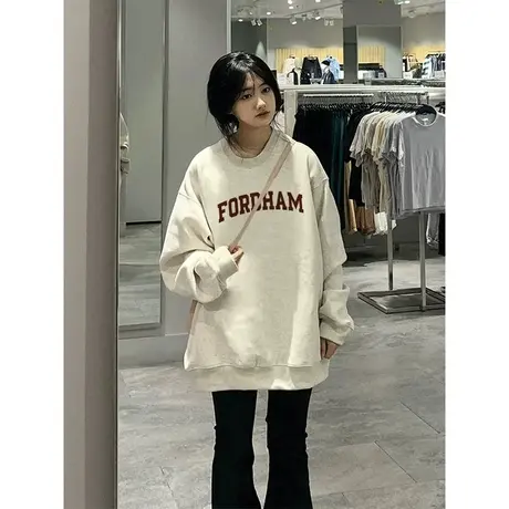 设计感印花字母卫衣女春秋薄款2024新款爆款宽松慵懒风早秋季上衣商品大图