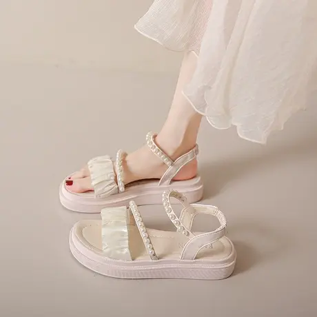 今年流行的凉鞋女2024夏季仙女风两穿凉拖鞋外穿时尚百搭厚底拖鞋商品大图