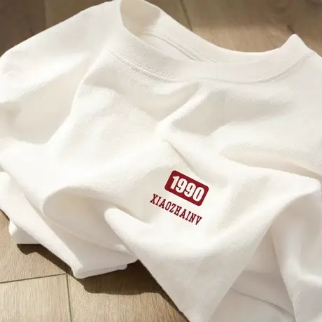 纯棉重磅美式复古短袖t恤女2024年新款爆款夏季宽松高街半袖上衣图片