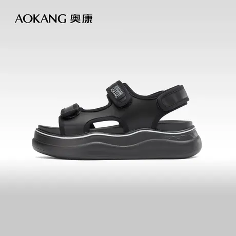 奥康女鞋 夏季新款活力时尚运动厚底休闲女凉鞋魔术贴沙滩鞋商品大图