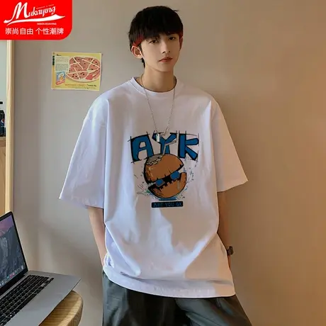 港风潮流国潮ins小众设计感短袖男潮牌t恤夏季情侣中性宽松上衣服商品大图