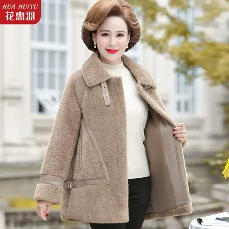 妈妈秋冬装皮毛一体外套中年女宽松洋气高贵中老年加厚水貂绒大衣商品大图