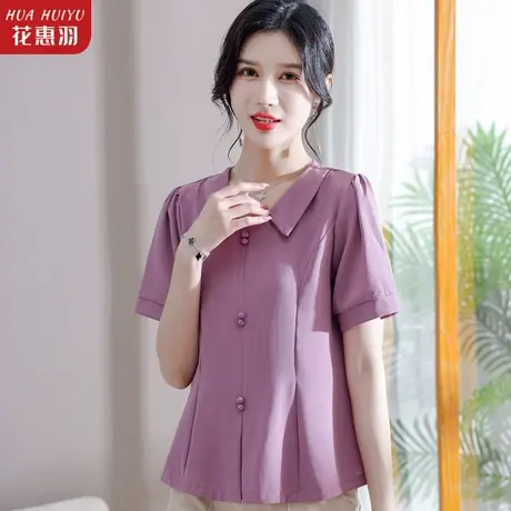 中年妈妈夏装上衣2023新款时髦洋气减龄中老年女短袖T恤雪纺小衫商品大图