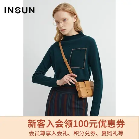 恩裳商场同款春季羊毛衫半高领简约时尚复古毛针织衫套头毛衣图片