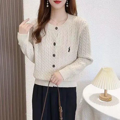 秋装2023年新款小香风麻花针织开衫外套女短款小个子软糯外搭上衣商品大图