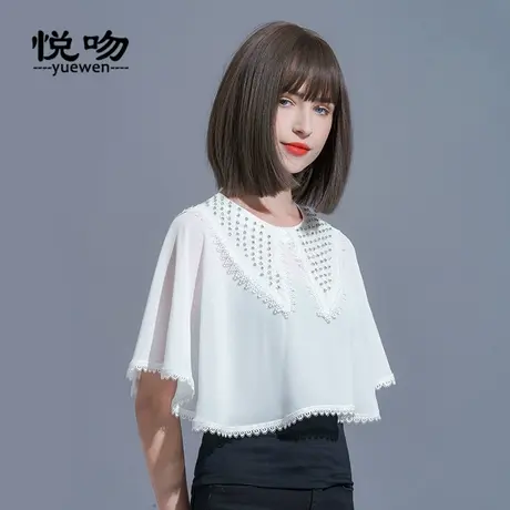 防晒斗篷披肩女夏薄外套短款时尚雪纺小披肩百搭钉珠尖领外搭罩衫商品大图