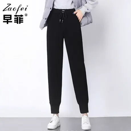 黑色运动裤女加绒宽松束脚工装裤2020秋冬新款休闲哈伦裤百搭长裤商品大图