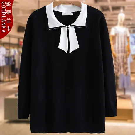 中年妈妈装春秋季蝴蝶结针织衫外穿加肥加大码女装长袖上衣打底衫商品大图