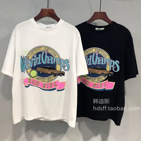 韩国东大门短袖t恤女夏装2021新款汽车字母图案宽松显瘦百搭上衣商品大图