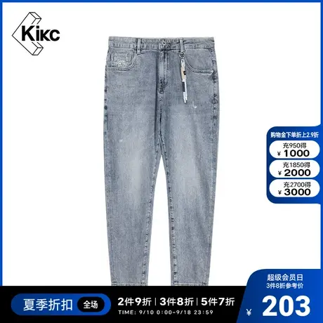 kikc牛仔裤男2022夏季新款商场同款时尚潮流休闲修身经典牛仔裤子图片