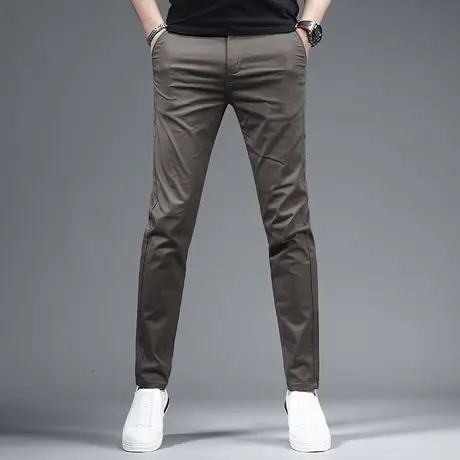 军绿色休闲裤男2023春季新款修身小脚弹力潮牌男士百搭潮流裤子男商品大图