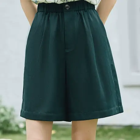 茵曼2023年夏季新款女阔腿显瘦通勤宽松短裤图片