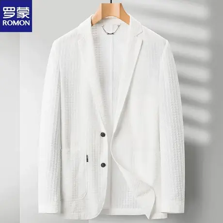 罗蒙男士冰丝防晒小西服轻薄透气夏季中青年商务休闲弹力西装外套图片