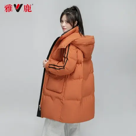 雅鹿中长款羽绒服女小个子抗寒加厚冬季2023新款韩版宽松显瘦外套商品大图