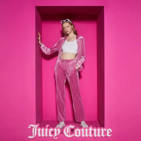 Juicy Couture橘滋2023新款梦幻绚紫银钻丝绒女休闲裤商品大图