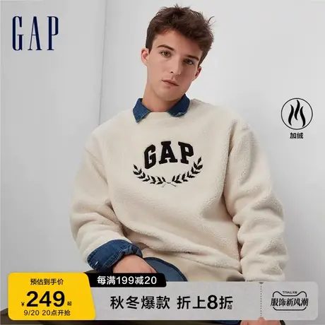 Gap男女装秋冬2023新款LOGO仿羊羔绒舒适762596保暖卫衣图片