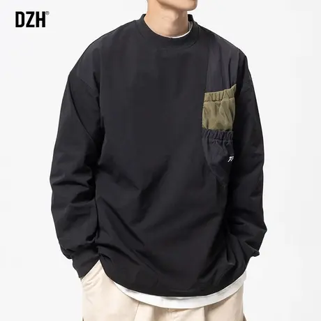 男生重磅美式t恤男长袖圆领潮流高级感秋季上衣宽松男装2023新款商品大图