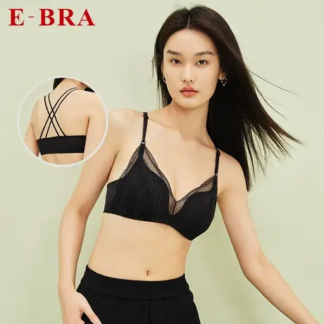 CJ安莉芳旗下E-BRA蕾丝三角杯无钢圈文胸女美背内衣商品大图